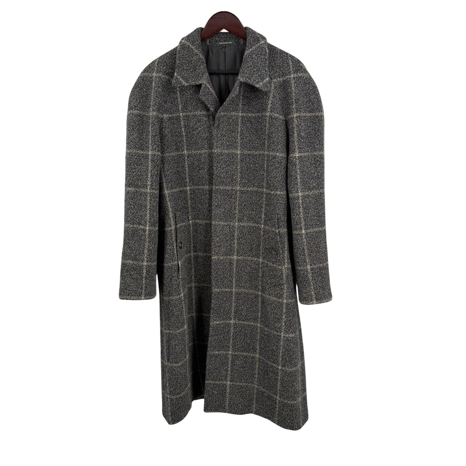 Aime Leon Dore Raglan Coat Size Xs Grey Windowpane Plaid 100% Wool